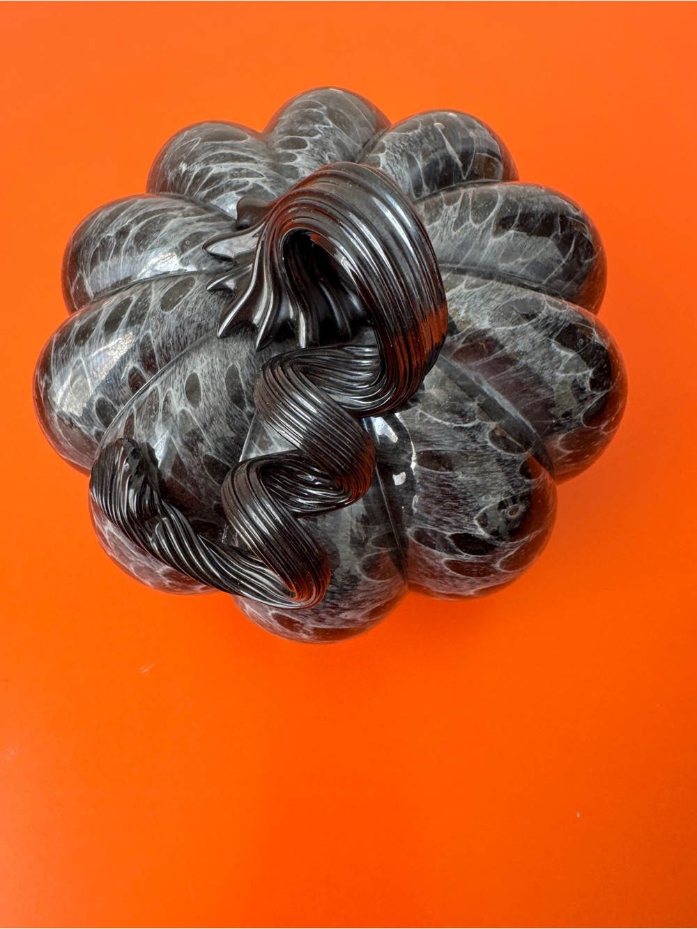 Mikasa Handblown Glass Pumpkin Accent - Black and Gray - Picture 6 of 11